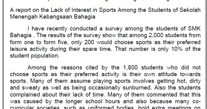 School report essay spm example